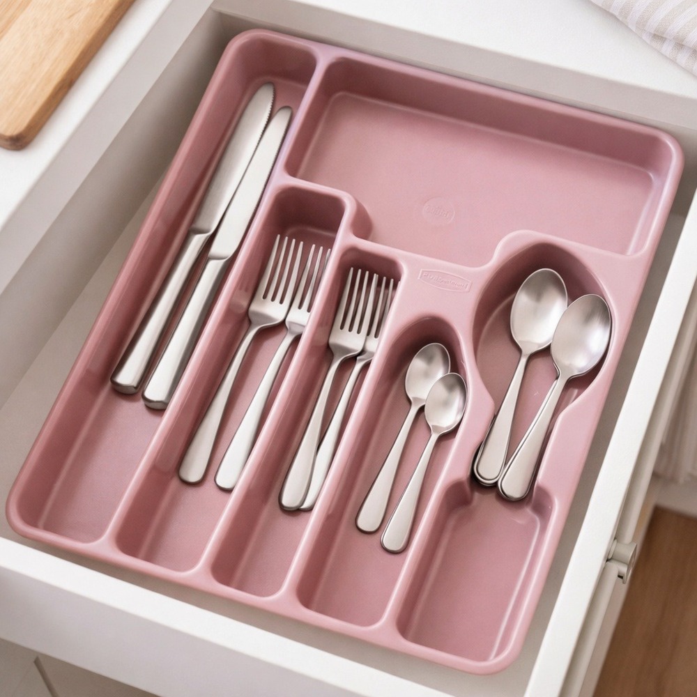 Rubbermaid Flatware Organizer Tray‎ Pink Mauve Silverware Drawer Insert